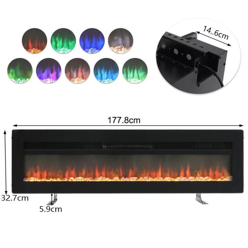 Image of Kabinet UK Wall Mounted Electric Fireplace with Remote Black unisex One size