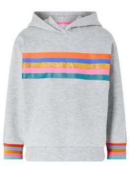 Image of Accessorize Girls Rainbow Stripe Hoodie - Grey