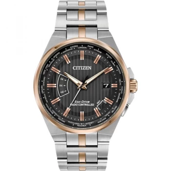 Image of Citizen Grey And Two Tone 'World Perpetual A.T' Radio Controlled Eco-Drive Watch - CB0166-54H