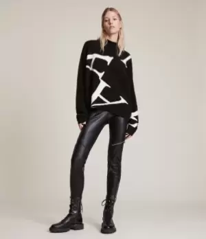 Image of AllSaints Womens A Star Jumper, Black/Chalk, Size: XS