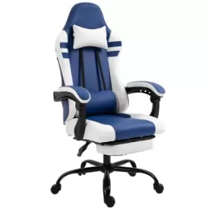 Image of Equinox Duel PU Leather Gaming Chair with Adjustable Cushions & Footrest - Blue/White
