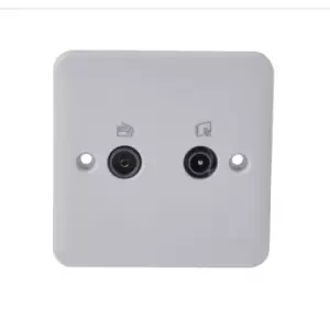 Image of Schneider LWM Double Coaxial Socket With Radio and TV Connector White - GGBL7020