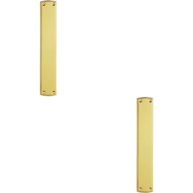 Image of Loops 2x Large Ornate Door Finger Plate with Stepped Border 382 x 65mm Polished Brass Metallics