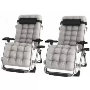 Image of Luxury Recliner Extra Wide Gravity chairs with cup holder - Grey 4 Chairs