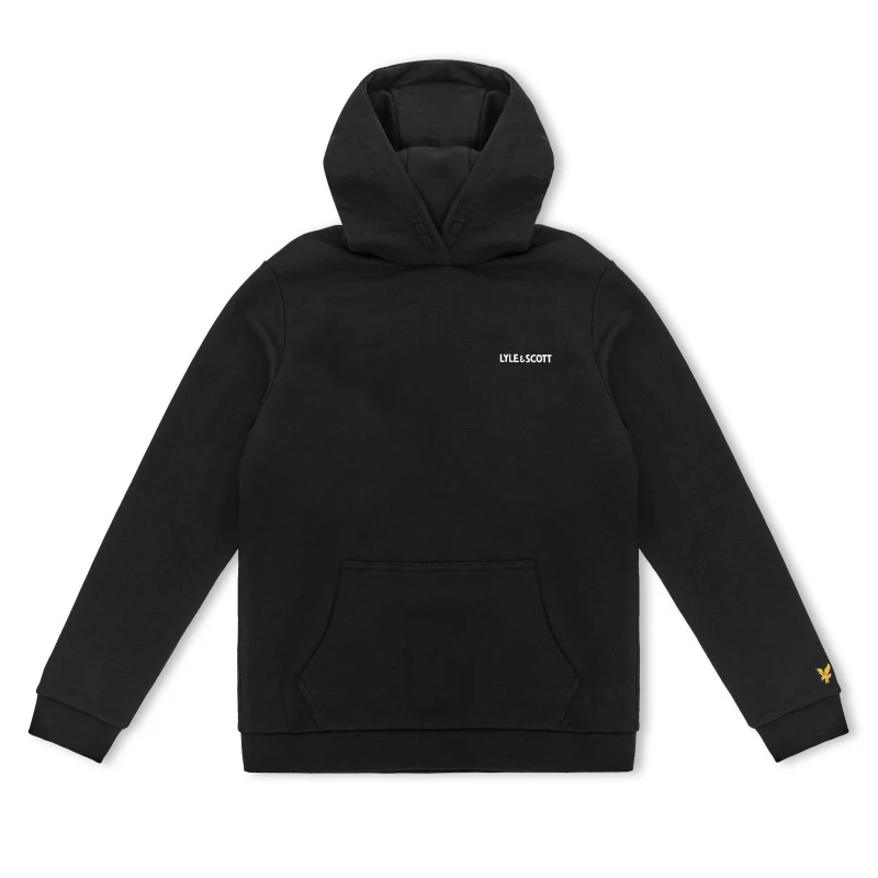 Image of Lyle and Scott Kids Print Pull Over Hoodie Jet Black Z865 male 8-9Y