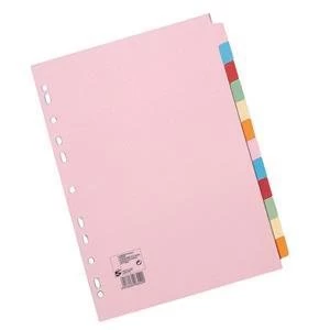 Image of 5 Star Subject Dividers Multipunched Manilla Board 12 Part A4 Assorted Pack 10