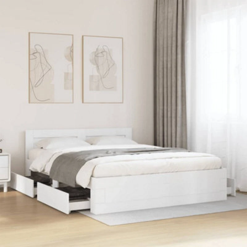 Image of VIDAXL Bed Frame with Headboard without Mattress White 160x200cm Vidaxl 8721102855528