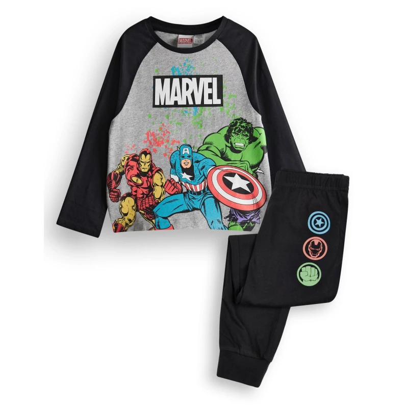 Image of Marvel Long Sleeve Long Leg Pyjama Set Black