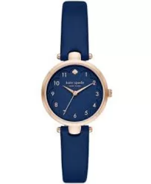Image of Kate Spade New York Womens Holland Three-Hand Navy Leather Watch - Blue