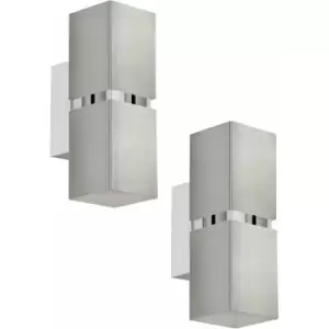 Image of 2 pack Wall Light Colour Satin Nickel Chrome Square Shades GU10 2x3.3W Included