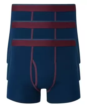 Image of Cotton Traders Mens 3 Pack Contrast Trunks in Blue