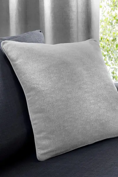 Image of Fusion 'Sorbonne' Luxury Plain Dyed Filled Cushion 100% Cotton Silver
