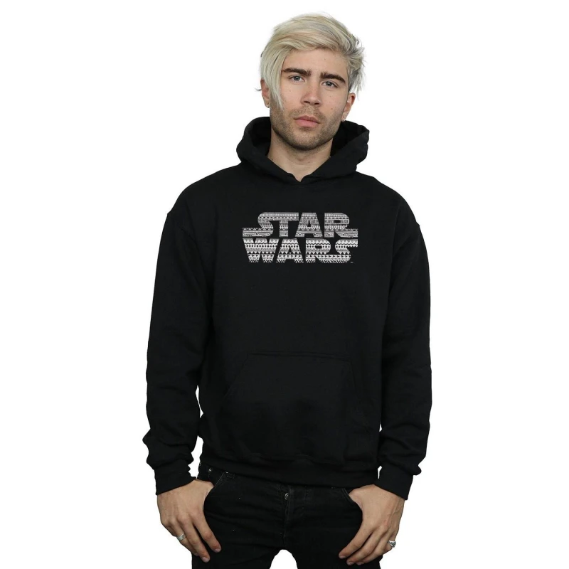 Image of Star Wars Star Wars Men Aztec Logo Mono Hoodie in Black Size: Small Black S Male 5057864280869