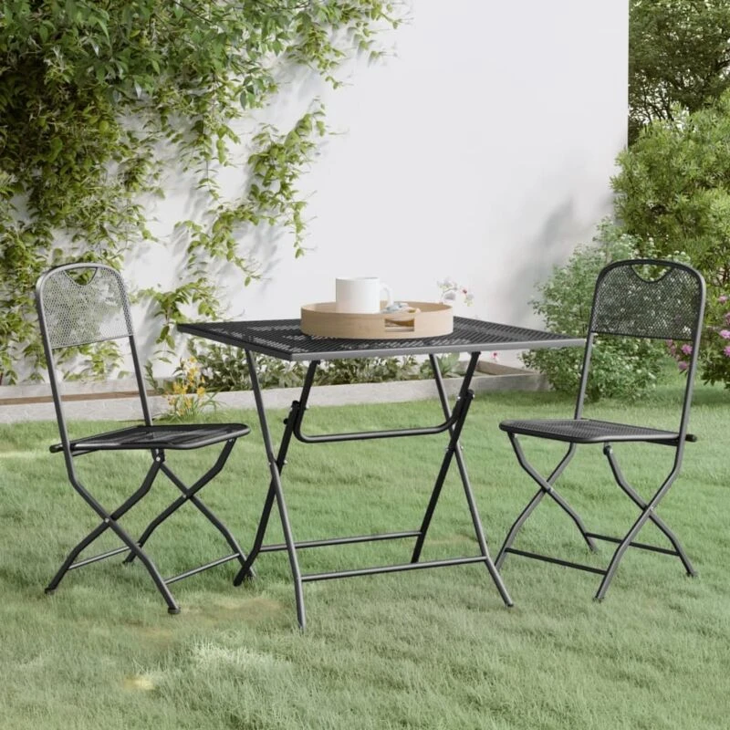 Image of VIDAXL 3 Piece Garden Dining Set Expanded Metal Mesh Anthracite Vidaxl 8720287133216