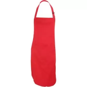 Image of Dennys Adults Unisex Catering Bib Apron With Pocket (One Size) (Red) - Red