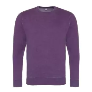 Image of AWDis Hoods Mens Long Sleeve Washed Look Sweatshirt (S) (Washed Purple)