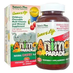 Image of Natures Plus Source of Life Animal Parade Cherry Flavor Chewables 90 Tabs