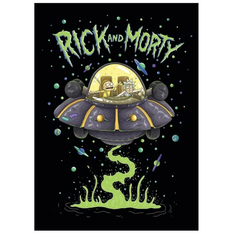 Image of Rick & Morty Fleece Spaceship Blanket Jet Black unisex