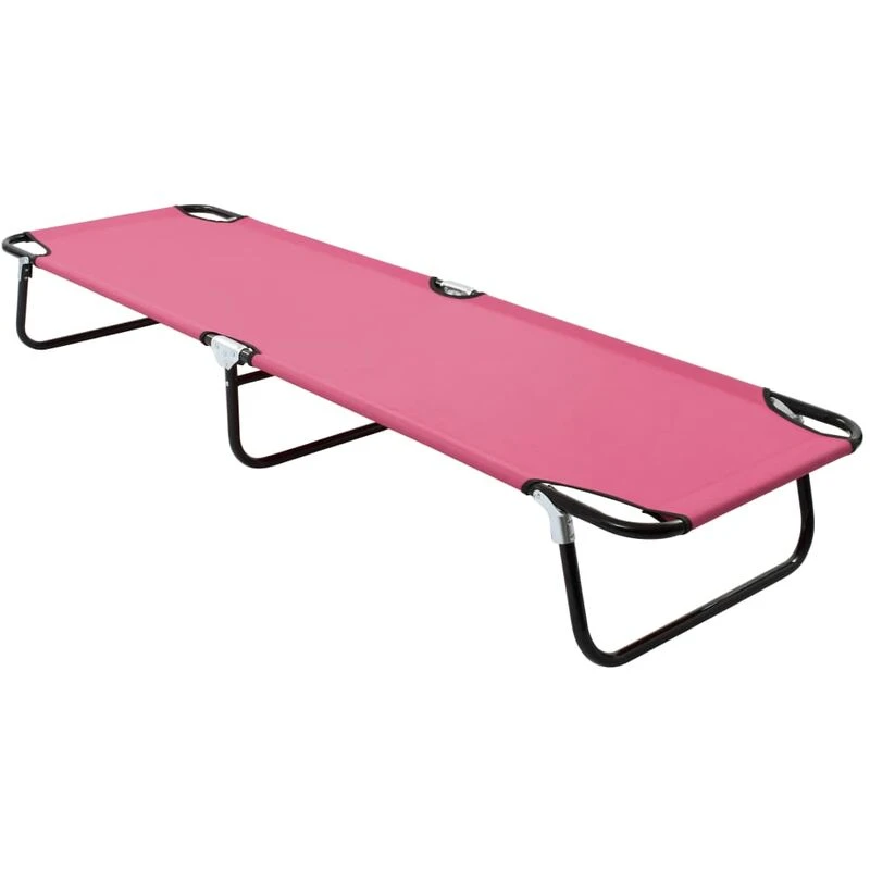 Image of VIDAXL Folding Sun Lounger Steel Pink Vidaxl 8720286072998