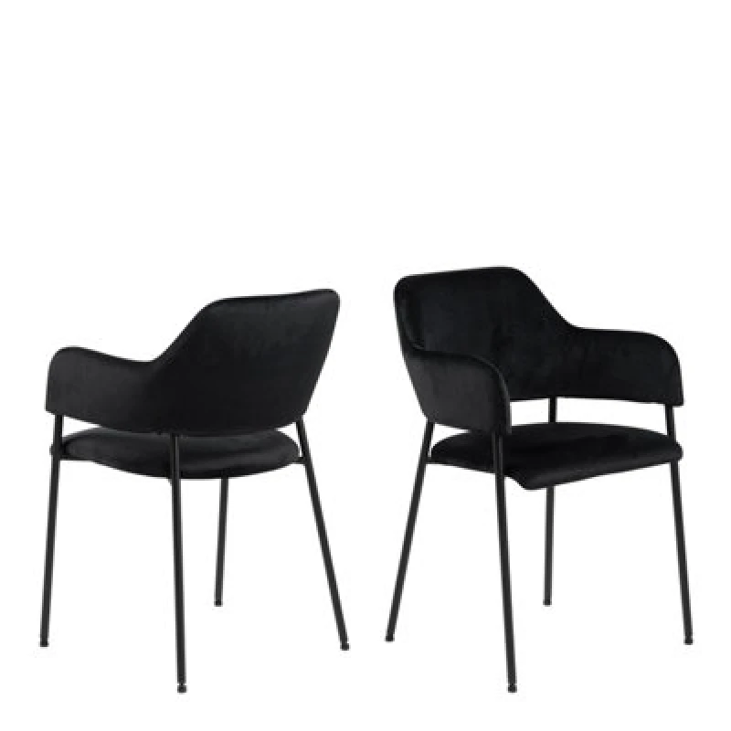 Image of Furniture To Go Lima Dining Chair With Armrest In Black Set Of 2