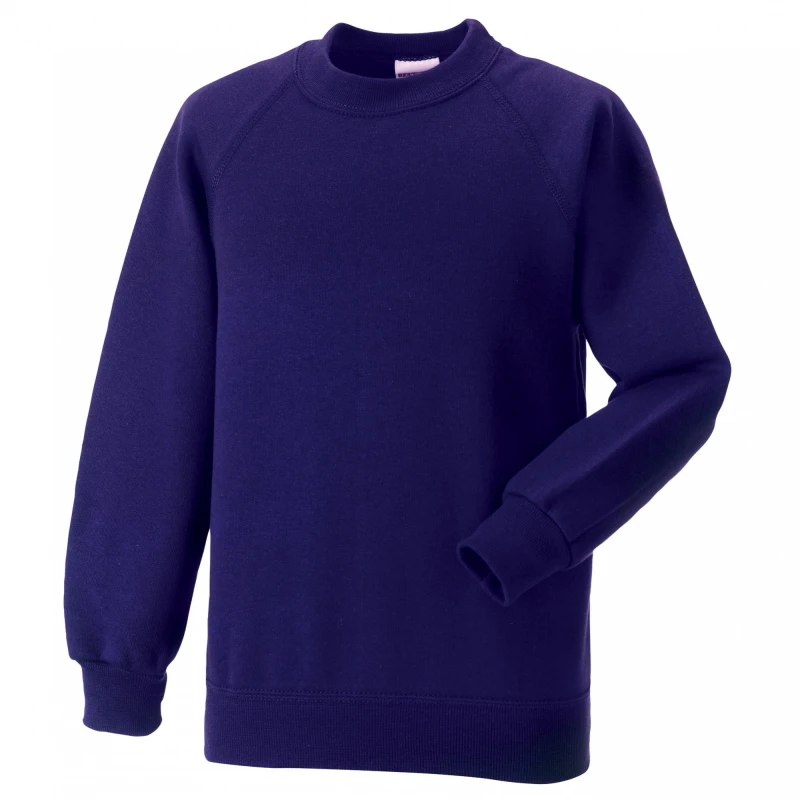 Image of Jerzees Schoolwear Jerzees Schoolgear Raglan Sleeve Sweatshirt in Purple Size: 3-4 Years Purple Unisex 3-4 Years