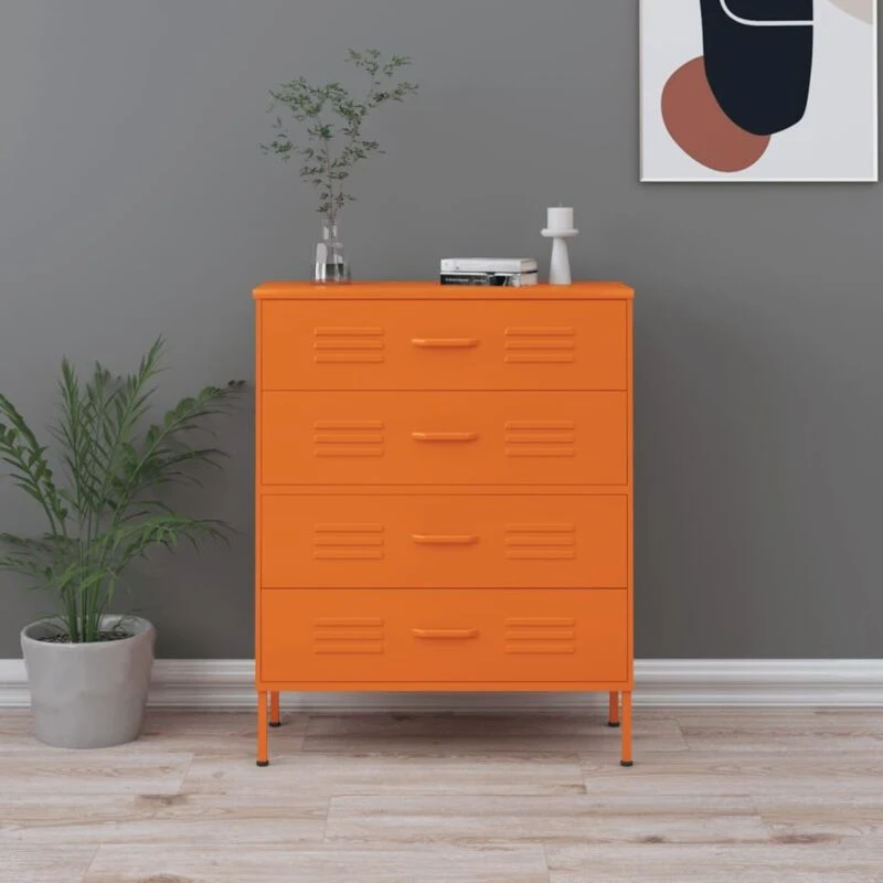 Image of VIDAXL Chest of Drawers Orange 80x35x101.5cm Steel Vidaxl 8720286565131