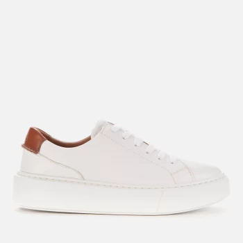 Image of Clarks Womens Hero Lite Lace Leather Flatform Trainers - White - UK 7