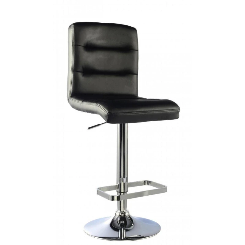 Image of netfurniture Kowdon Breakfast Bar Stool PVC Chrome Frame Height Adjustable Black