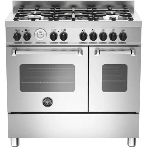 Image of Bertazzoni MAS90-5-MFE-D-XE Master Series 90cm Double Oven Dual Fuel Range Cooker - Stainless Steel