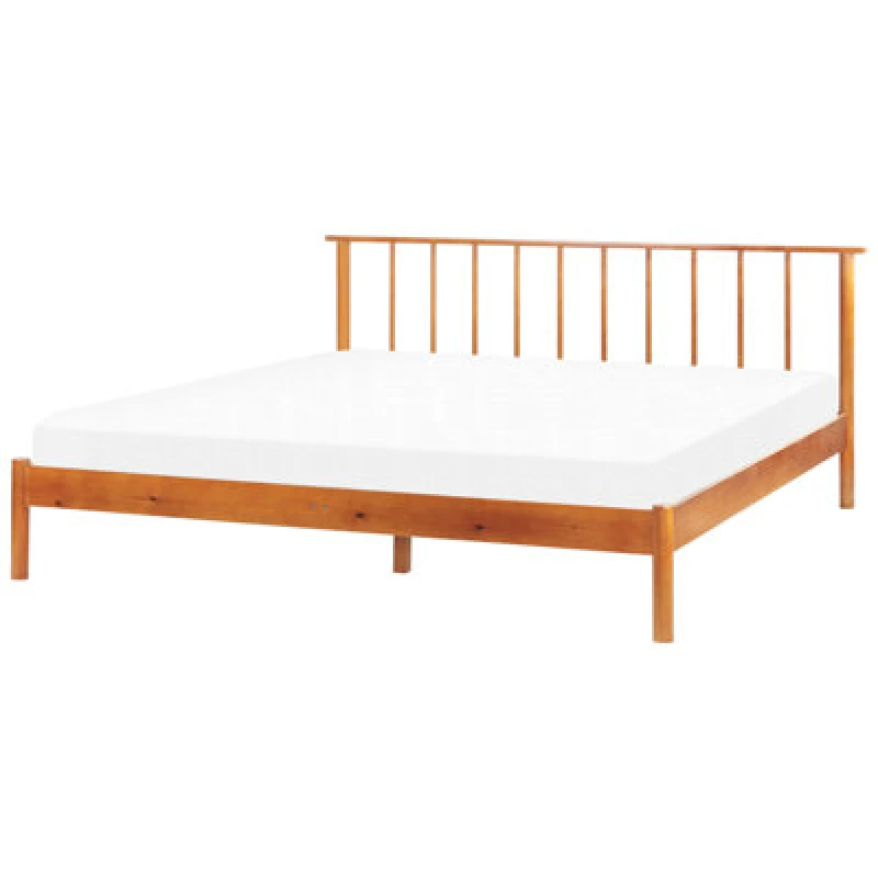 Image of Beliani Bed Pine Wood Barret 180 X 200 Cm (Eu Super King) Brown