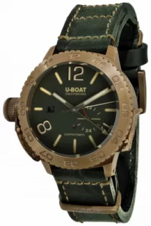 Image of U-Boat Doppiotempo 46 Bronzo GR Automatic Green Leather Watch
