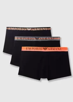 Image of Emporio Armani Mens 3 Pack Trunks In Black