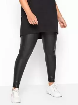Image of Yours Coated Look Legging - Black, Size 30-32, Women