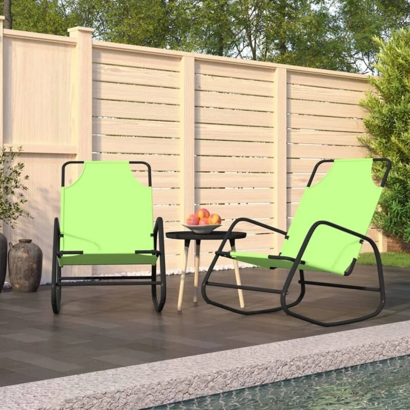 Image of VIDAXL Rocking Sun Loungers 2 pcs Green Steel and Textilene Vidaxl 8720286761007