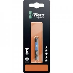 Image of Wera 840/4 IMP DC SB SiS Hex bit 6mm Tool steel alloyed, DLC coated F 6.3