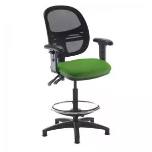 Image of Jota mesh back draughtsmans chair with adjustable arms - Lombok Green