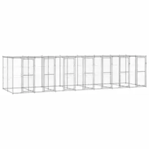 Image of Vidaxl Outdoor Dog Kennel Galvanised Steel With Roof 16.94 M