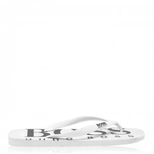 Image of Hugo Boss Logo Rubber Flip Flops White/Black