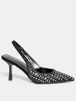 Image of Long Tall Sally Diamante Sling Back Black, Size 7, Women