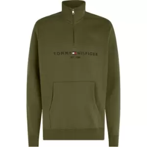 Image of Tommy Hilfiger Logo Mockneck Sweatshirt - Green