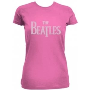 Image of The Beatles Drop T Rhinestones Pink Ladies TS: Small