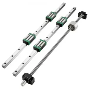 Image of VEVOR Linear Guide Rail 2Pcs HGR20-700mm Linear Slide Rail with 1Pcs RM1605-700mm Ballscrew with BF12/BK12 Kit Linear Slide Rail Guide Rail Square for