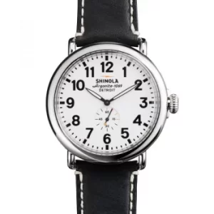 Image of Mens Shinola Runwell 47mm Black Leather Strap Watch