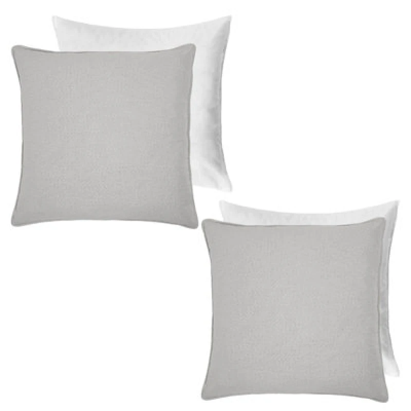 Image of OHS OHS 2 Pack Woven Texture Filled Cushion Covers Home Decor Set in Light Grey Size: 45cm x 45cm Light Grey 45cm x 45cm Unisex 5027434218059