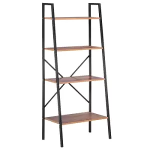 Image of Homcom 4 Tier Ladder Display Bookcase Steel Frame Black And Rustic Wood Effect