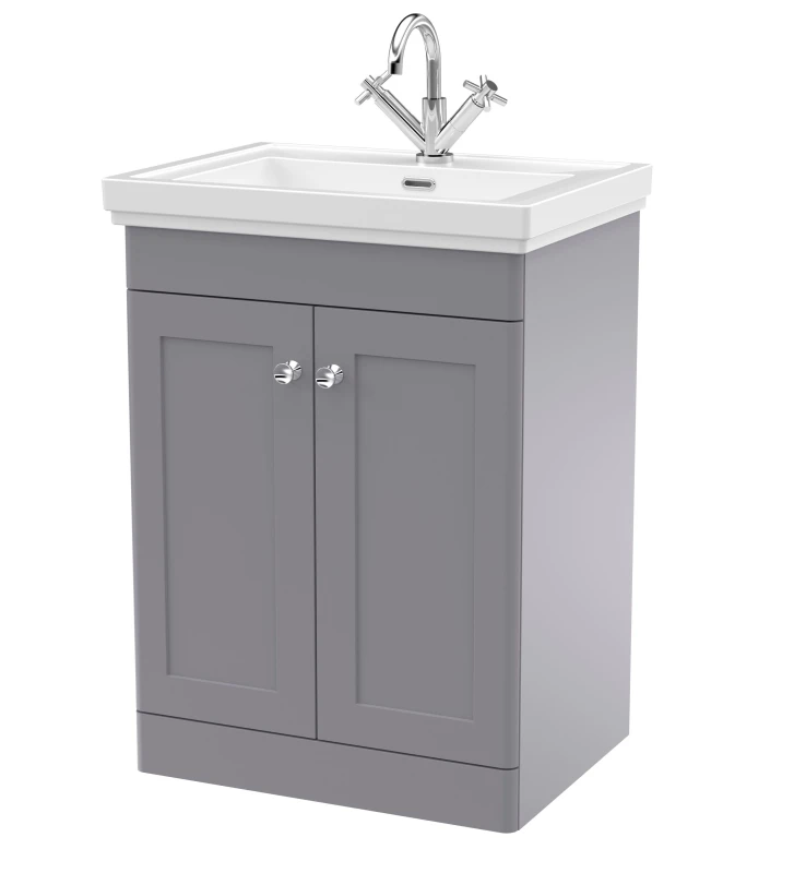 Image of Balterley Floor Standing 2 Door Vanity 1 Tap Hole Fireclay Basin 600mm Grey Grey