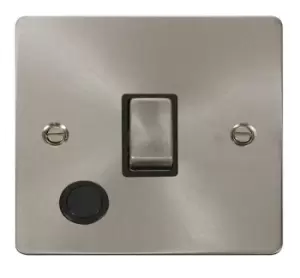 Image of Click Scolmore Define Brushed Steel 1 Gang Double Pole Switch 20A With Black Ingot - FPBS522BK