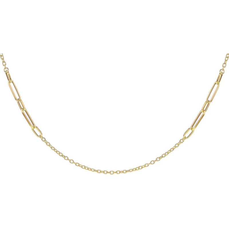 Image of Be You 9ct Gold Long Open Link Station Necklace Yellow Gold female 28in