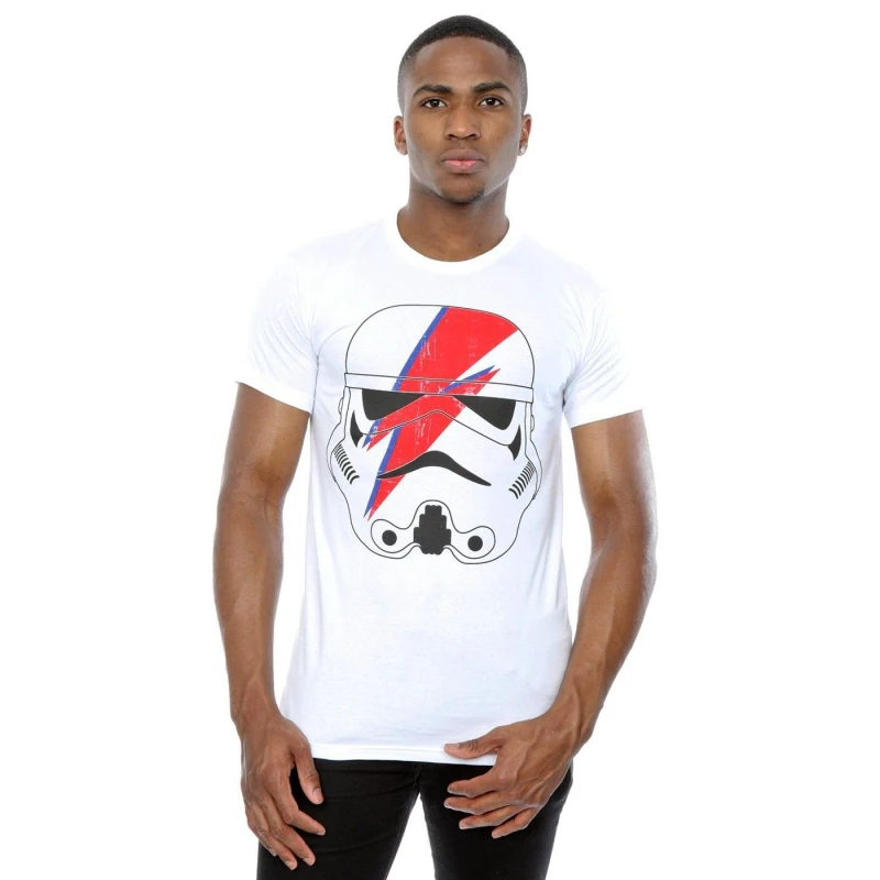 Image of Star Wars Star Wars Men Stormtrooper Glam Lightning Bolt T-Shirt in White Size: Small White S Male 5057068008481