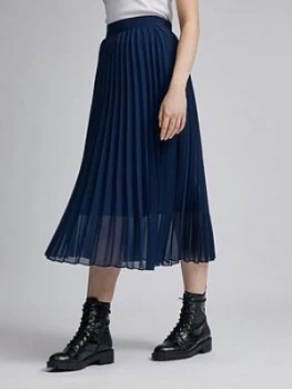 Image of Dorothy Perkins Chiffon Pleated Midi Skirt - Navy